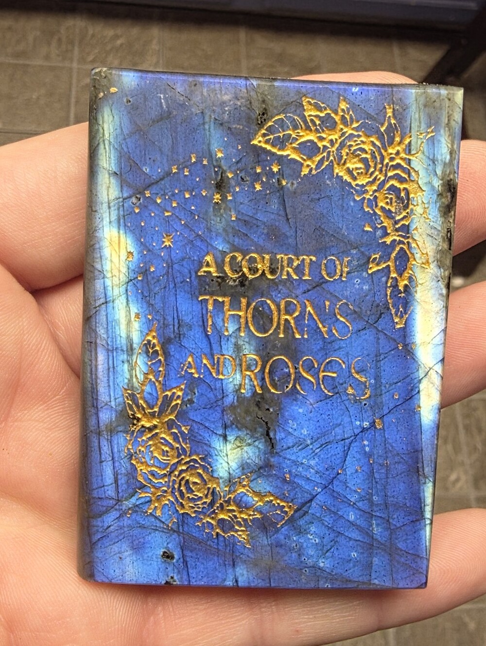 Labradorite ACOTAR Inspired Book Carving | A Court of Thorns Booktok Crystal